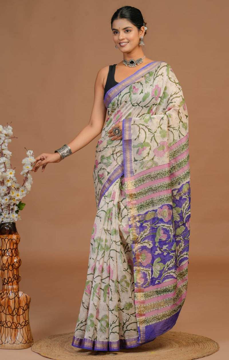 EXCLUSIVE HAND BLOCK PREMIUM MAHESWARI SILK SAREE ( MSYS20)