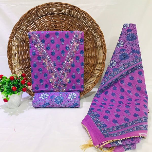 Sanganeri print cotton suit material with cotton dupatta Gotta Hand work  (GOTAYS67)