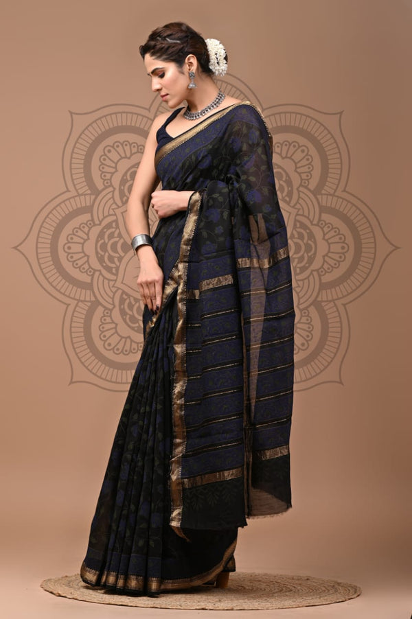 EXCLUSIVE HAND BLOCK PREMIUM MAHESWARI SILK SAREE ( MSYS55)