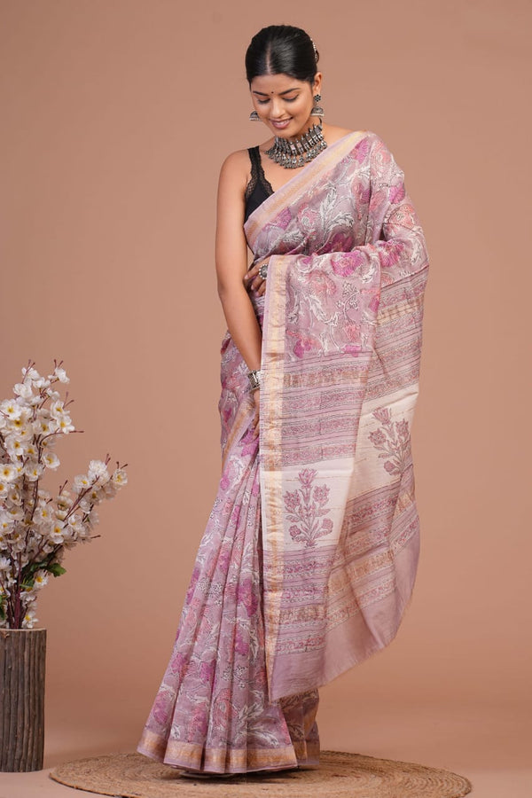 EXCLUSIVE HAND BLOCK PREMIUM  MAHESWARI  SILK SAREE (MSYS38)