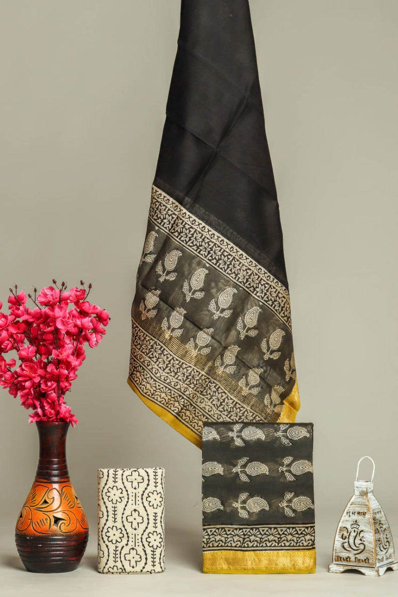 EXCLUSIVE HAND BLOCK PRINT MAHESHWARI SILK SUIT WITH MAHESHWARI SILK DUPPTA(MSLYS75)