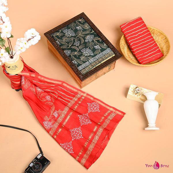 Designer Hand Block Print Chanderi Silk Suit set with Premium Chanderi Dupatta (CHDYS08)