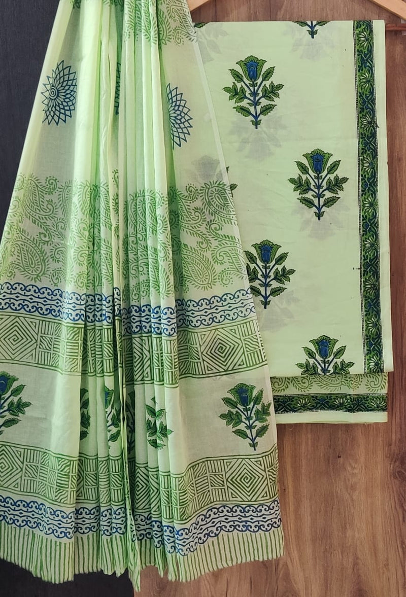 EXCLUSIVE HAND BLOCK PRINT PURE COTTON SUIT WITH COTTO MULMUL DUPATTA (MALYS118)