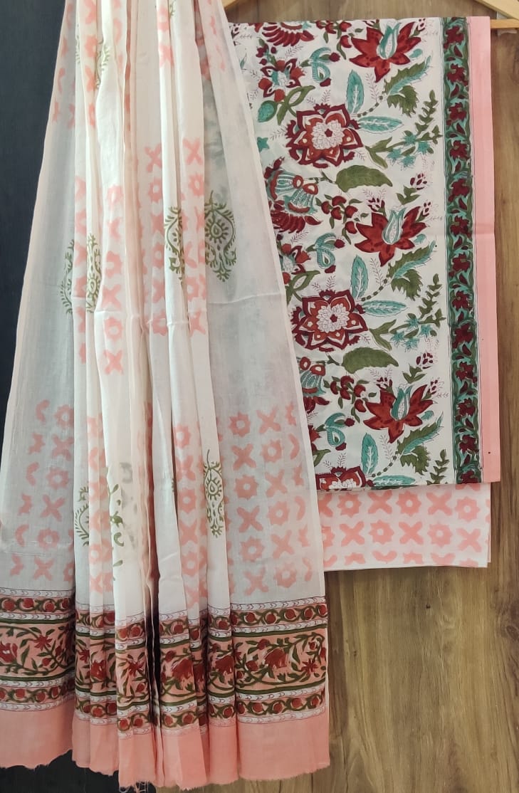 EXCLUSIVE HAND BLOCK PRINT PURE COTTON SUIT WITH COTTO MULMUL DUPATTA (MALYS269)