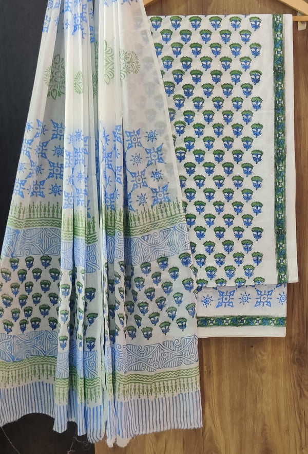 EXCLUSIVE HAND BLOCK PRINT PURE COTTON SUIT WITH MULMUL DUPATTA (MALYS290)